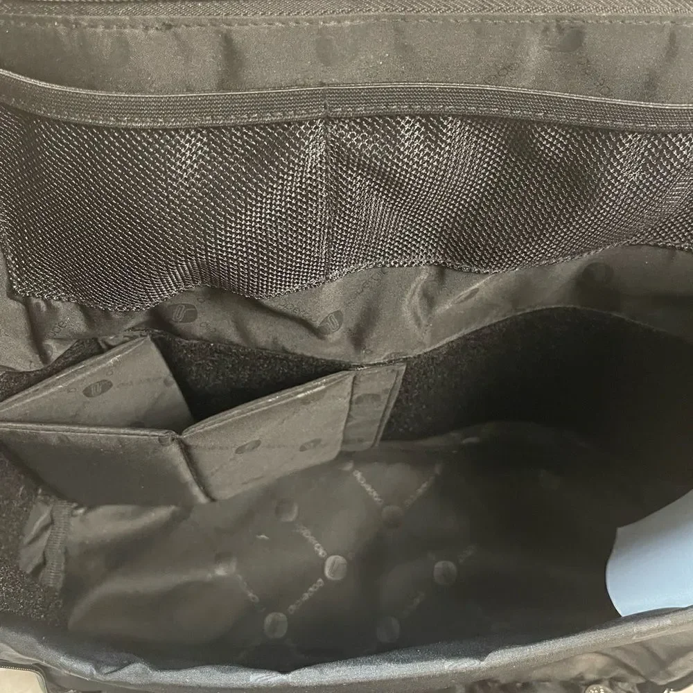 Paper Clip Black Nylon Quilted Large Diaper Bag silver tone hardwares.
